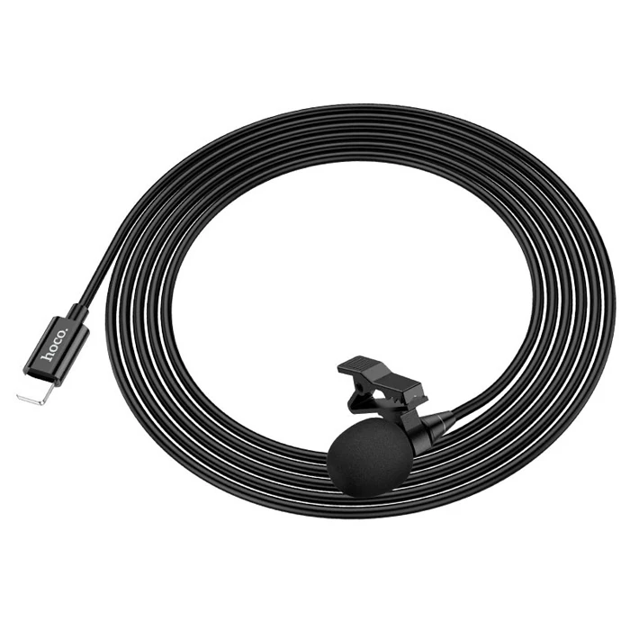 HOCO L14 iPhone Lightning Kablolu Profesyonel Yayıncı Yaka Mikrofonu 2mt-(5775) - Siyah