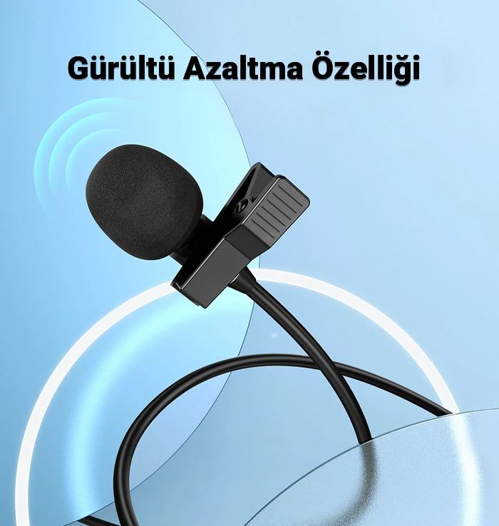 HOCO L14 iPhone Lightning Kablolu Profesyonel Yayıncı Yaka Mikrofonu 2mt-(5775) - Siyah