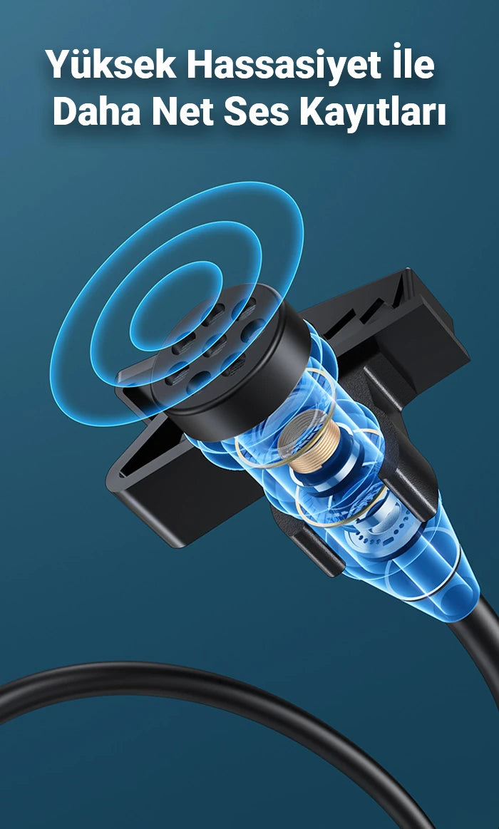 HOCO L14 iPhone Lightning Kablolu Profesyonel Yayıncı Yaka Mikrofonu 2mt-(5775) - Siyah