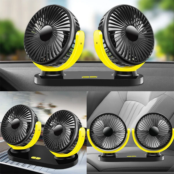 Ally Çift Başlıklı Araç Fanı Oto Fan Vantilatör R-8037-(5775) - Siyah