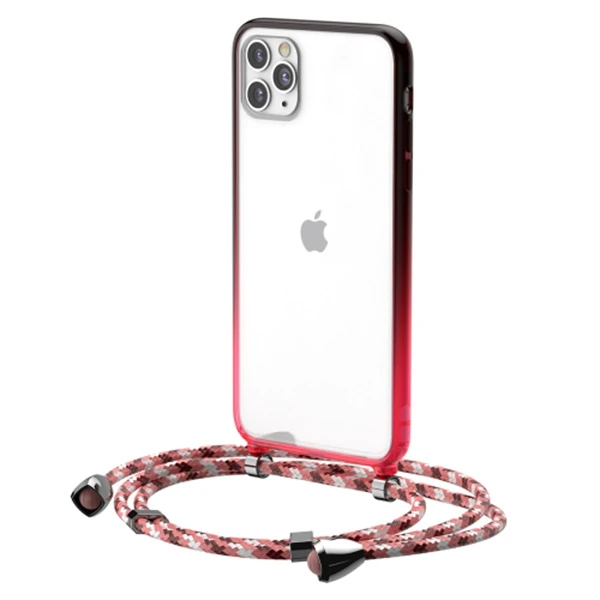 Baseus Element Crossbody Protective iPhone 11 Pro 5.8 Askılı Koruyucu Silikon Kılıf-(5775) - Kırmızı