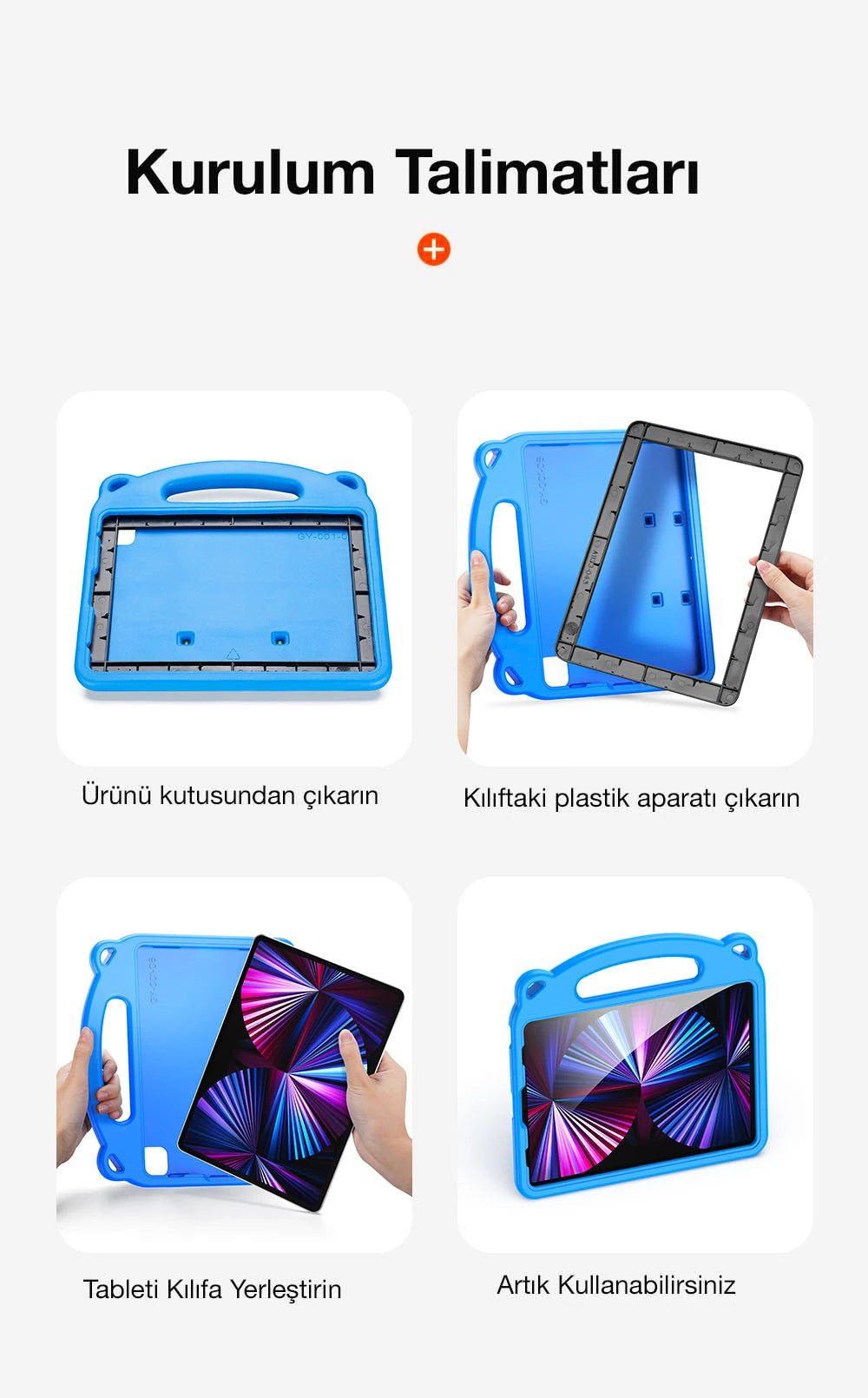 Dux Ducis Panda iPad Pro 11 (2018/2020/2021) iPad Air 4-5 Kılıf Çocuk Shockproof Standlı Taşınabilir-(5775) - Mavi