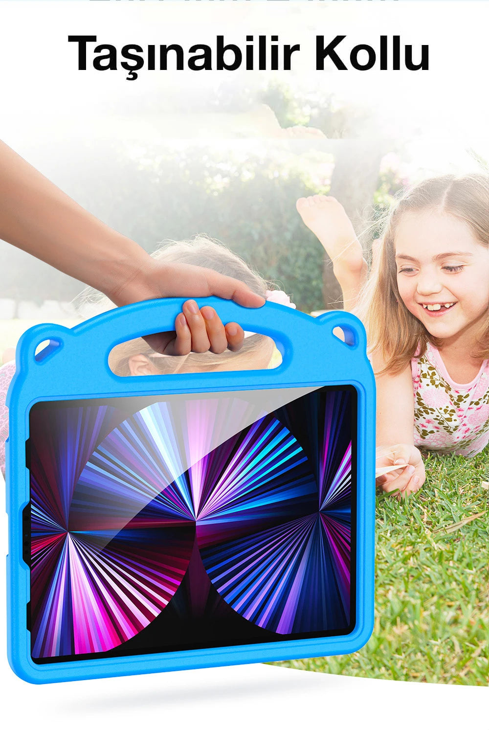 Dux Ducis Panda iPad Pro 11 (2018/2020/2021) iPad Air 4-5 Kılıf Çocuk Shockproof Standlı Taşınabilir-(5775) - Mavi