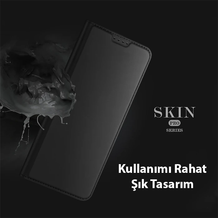Dux Ducis Xiaomi Poco X5 5G Kılıf Skin Pro Series Flip Cover Kapaklı Kılıf-(5775) - Siyah