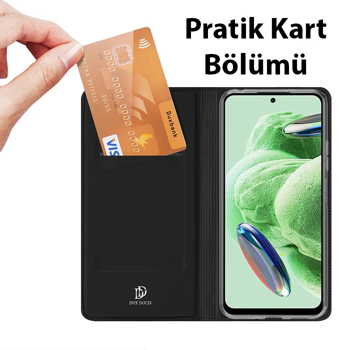Dux Ducis Xiaomi Poco X5 5G Kılıf Skin Pro Series Flip Cover Kapaklı Kılıf-(5775) - Siyah