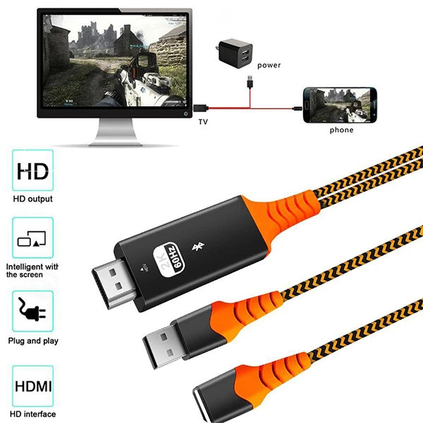 Ally Phone Usb HDTV Cable Lightning Type C hdmi kablosu-(5775) - Gri