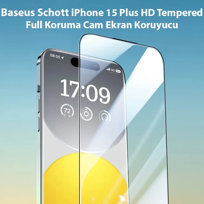 Baseus Schott iPhone 15 Plus HD Tempered Full Koruma Cam Ekran Koruyucu-(5775) - Şeffaf 2