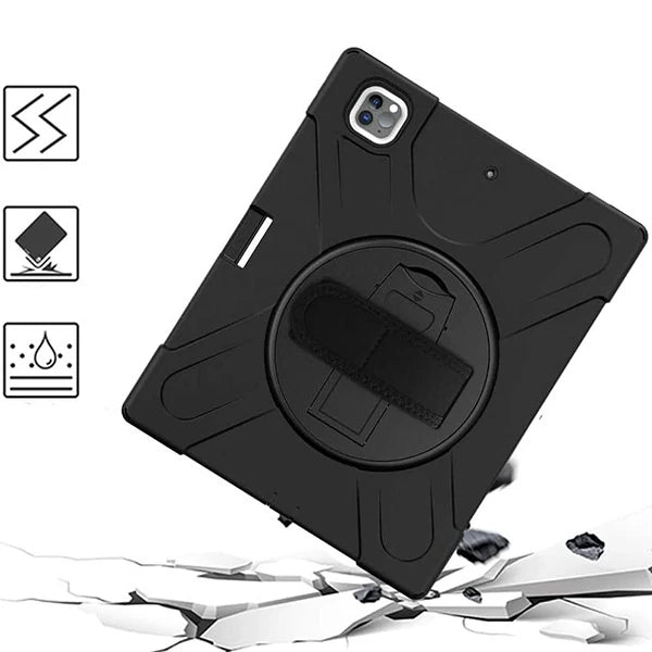 İPad Pro 12.9-inch (2021)-(2020) Kılıf Kalem Yerli 3 Katmanlı Standlı Zırh Kılıf-Shockproof-(5775) - Kırmızı