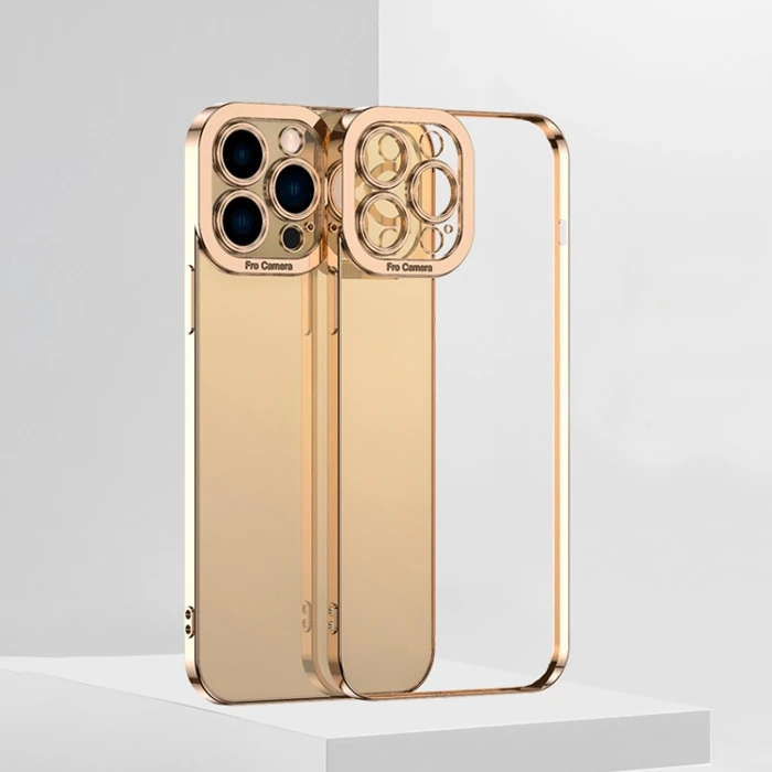 ALLY Fashion Series iPhone 12 Pro Max Kılıf Renkli Kenar Lazer Çerçeveli Silikon Kılıf-(5775) - Mavi
