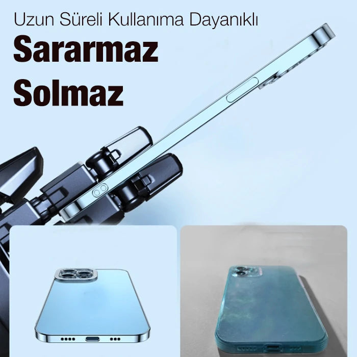ALLY Fashion Series iPhone 12 Pro Max Kılıf Renkli Kenar Lazer Çerçeveli Silikon Kılıf-(5775) - Mavi