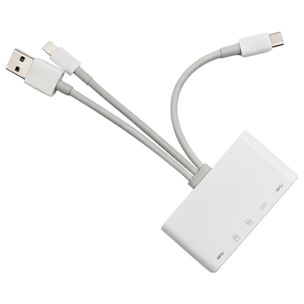 ALLY 3 İN1  İPhone+Usb C+ Usb A Kamera Okuyucu Kart Okuyucu-(5775) - Beyaz