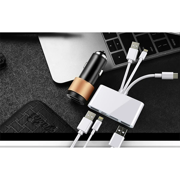 ALLY 3 İN1  İPhone+Usb C+ Usb A Kamera Okuyucu Kart Okuyucu-(5775) - Beyaz