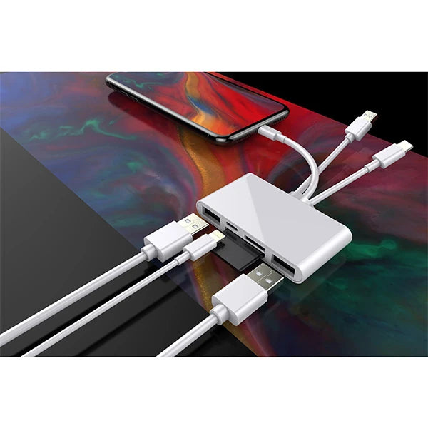 ALLY 3 İN1  İPhone+Usb C+ Usb A Kamera Okuyucu Kart Okuyucu-(5775) - Beyaz