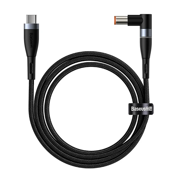 Baseus Zinc Manyetik Type-C to DC Round (79x55mm) Lenovo Laptop Şarj Kablosu 100W 2m-(5775) - Siyah