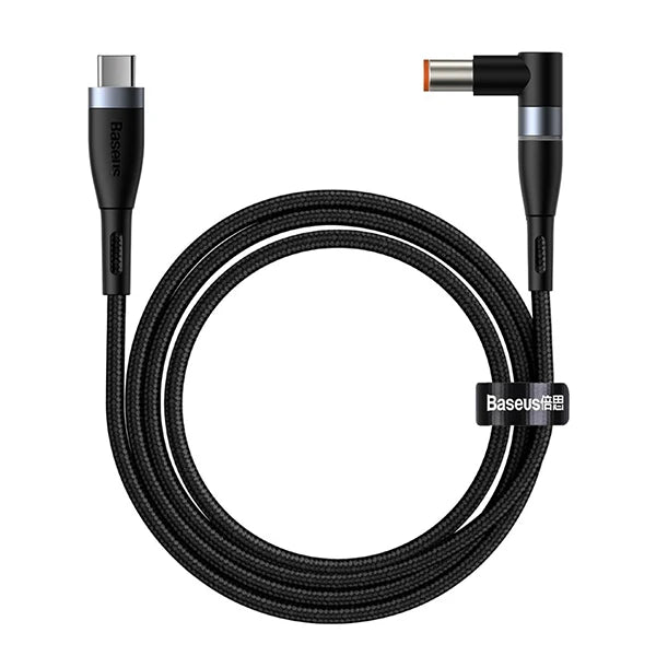 Baseus Zinc Manyetik Type-C to DC Round (79x55mm) Lenovo Laptop Şarj Kablosu 100W 2m-(5775) - Siyah