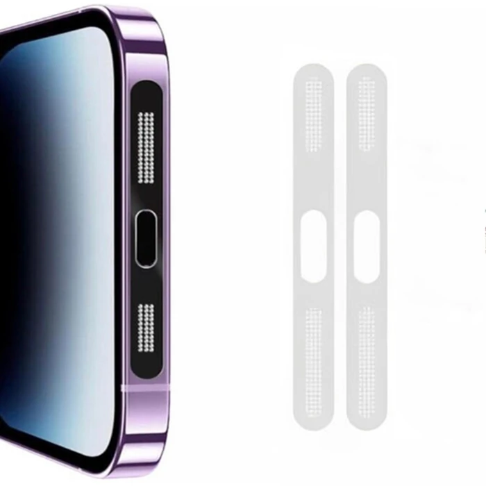 Ally iPhone 15 Pro İçin Anti-Dust Toz Ve Kir Önleyici Sticker 2 Adet Set-(5775) - Mor