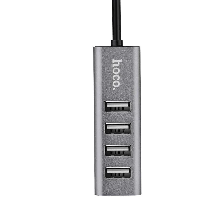 HOCO HB1 80cm Kablolu 4 Portlu USB Çoğaltıcı HUB Adaptör-(5775) - Füme