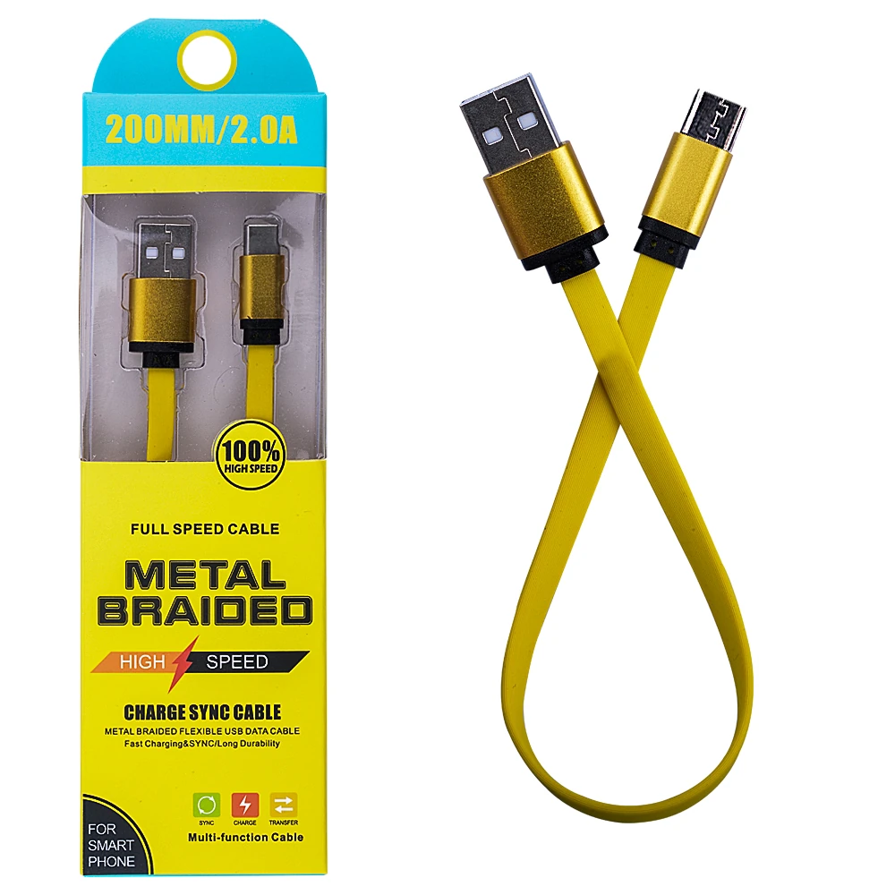Android Micro 2a 20mm Kısa Yumuşak Dokulu Renkli Usb Kablo-(5775) - Gold