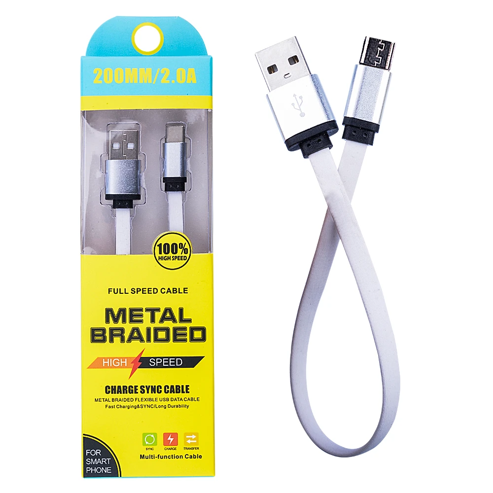 Android Micro 2a 20mm Kısa Yumuşak Dokulu Renkli Usb Kablo-(5775) - Gold