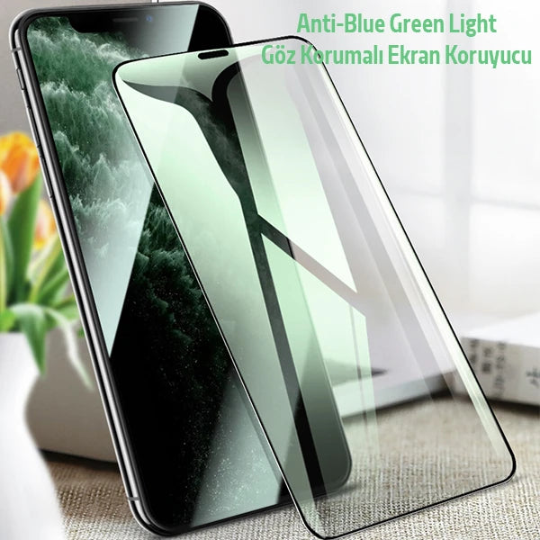 ALLY İPhone 11 Pro Max Anti -Blue Green Light Göz Korumalı Tempered Full Ekran Koruyucu-(5775) - Siyah
