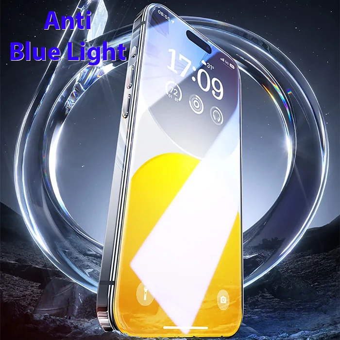 Baseus Crystalline iPhone 15 Pro Max Full Koruma Anti Mavi Işık Tempered Cam Ekran Koruyucu-(5775) - Şeffaf 2
