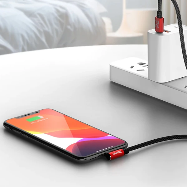 Baseus MVP Elbow Type-C to iPhone PD 18W Hızlı Şarj Usb Kablo 1metre-(5775) - Siyah-Kırmızı