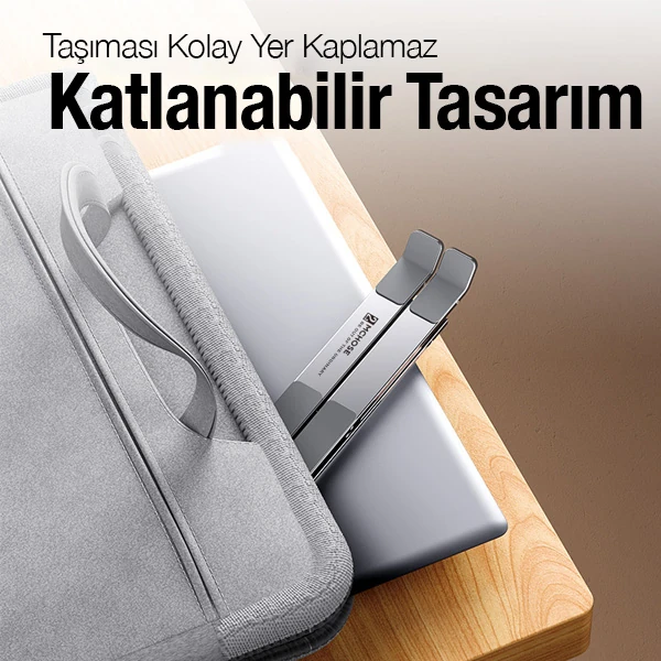ALLY MC N3-2 Katlanabilir Metal Masaüstü Laptop Standı-(5775) - Gümüş
