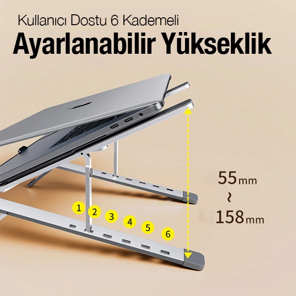 ALLY MC N3-2 Katlanabilir Metal Masaüstü Laptop Standı-(5775) - Gri