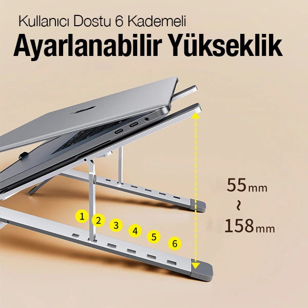 ALLY MC N3-2 Katlanabilir Metal Masaüstü Laptop Standı-(5775) - Gümüş