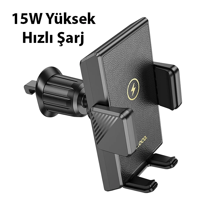 Hoco HW21 Klima Havalandırma Bölmesi Wireless Kablosuz Şarj Araç Telefon Tutucu-(5775) - Siyah
