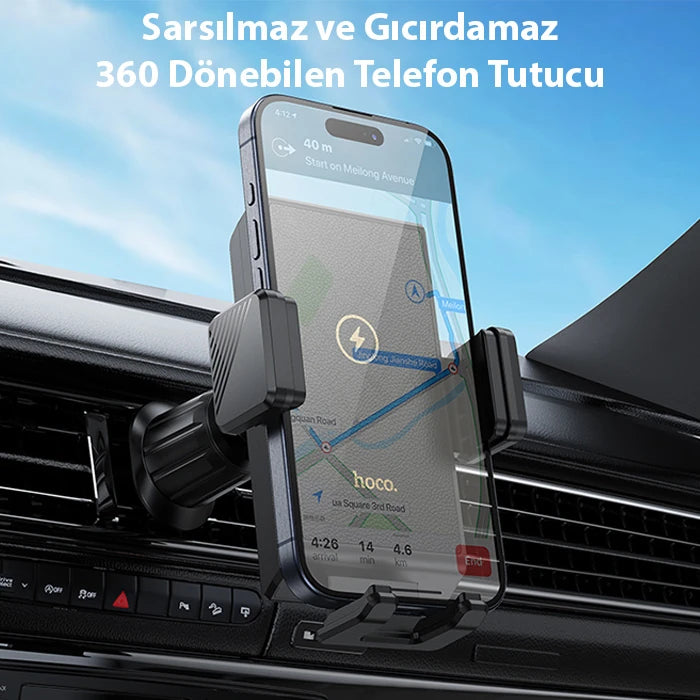 Hoco HW21 Klima Havalandırma Bölmesi Wireless Kablosuz Şarj Araç Telefon Tutucu-(5775) - Siyah