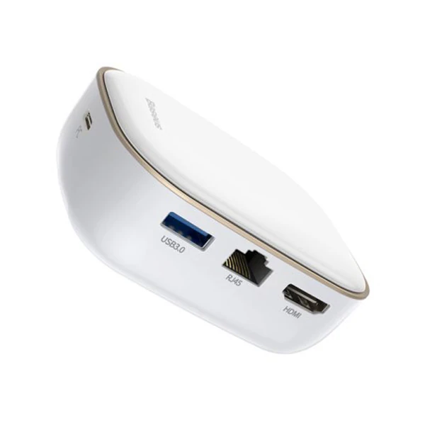 Baseus 6in1 USB Type C Çok Fonksiyonlu HUB B 3.0RJ45HDMISDmicro SD)  60W-(5775) - Beyaz