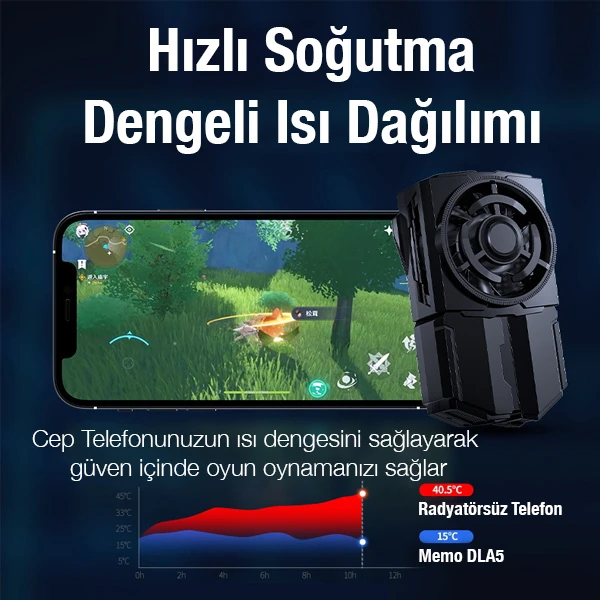 MEMO DL-A5 Cep Telefonu Soğutma Fanı Gamer Oyuncu Radyatör Soğutucu-(5775) - Siyah