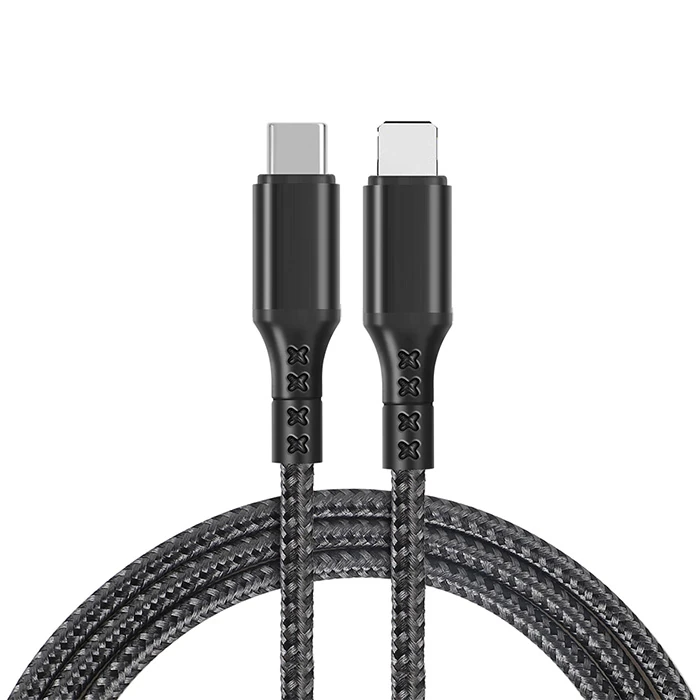 ALLY 1mt 27W Type-C To iPhone Lightning Süper Hızlı Data ve Şarj Kablosu Akım ve Isı Korumalı Halat-(5775) - Siyah