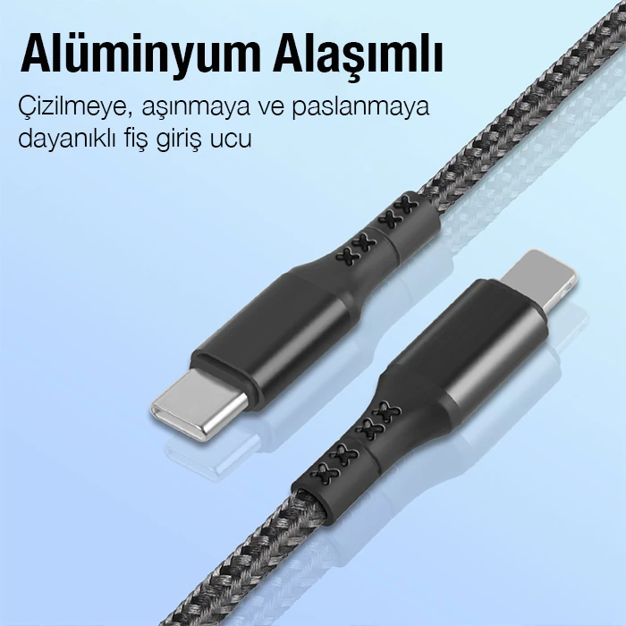 ALLY 1mt 27W Type-C To iPhone Lightning Süper Hızlı Data ve Şarj Kablosu Akım ve Isı Korumalı Halat-(5775) - Siyah