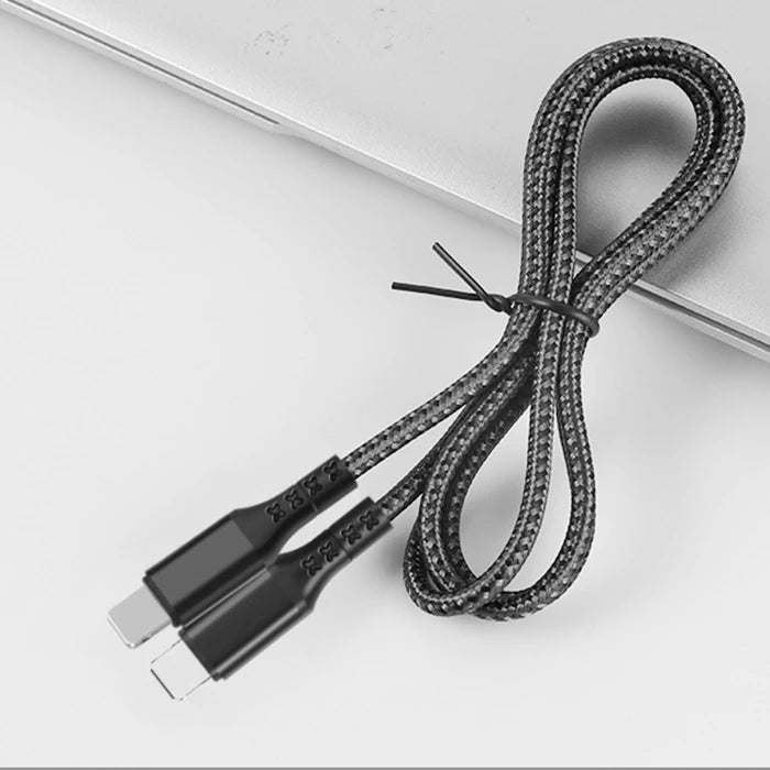 ALLY 1mt 27W Type-C To iPhone Lightning Süper Hızlı Data ve Şarj Kablosu Akım ve Isı Korumalı Halat-(5775) - Siyah