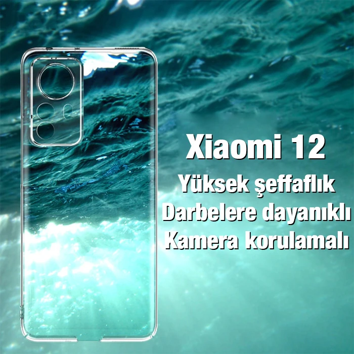 Ally Xiaomi 12 Kılıf Kamera Korumalı Ultra İnce Şeffaf Silikon Kılıf-(5775) - Şeffaf 2