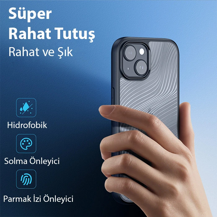 Dux Ducis iPhone 15 Aimo Series Premium Buzlu Sert PC-TPU Kılıf-(5775) - Siyah