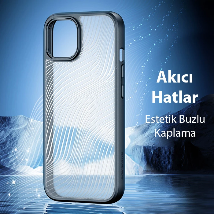 Dux Ducis iPhone 15 Aimo Series Premium Buzlu Sert PC-TPU Kılıf-(5775) - Siyah