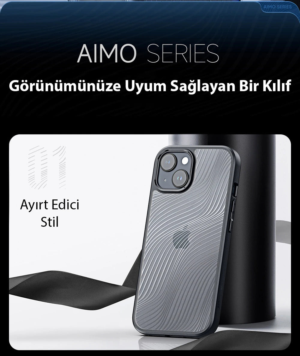 Dux Ducis iPhone 15 Aimo Series Premium Buzlu Sert PC-TPU Kılıf-(5775) - Siyah