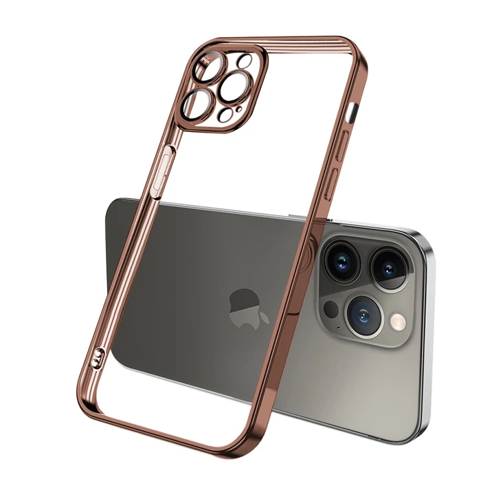 ALLY Fashion Series iPhone 13 Pro 6.1inç Kılıf Renkli Kenar Lazer Çerçeveli Silikon Kılıf-(5775) - Lacivert