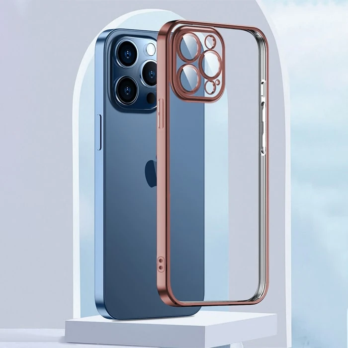 ALLY Fashion Series iPhone 13 Pro 6.1inç Kılıf Renkli Kenar Lazer Çerçeveli Silikon Kılıf-(5775) - Lacivert