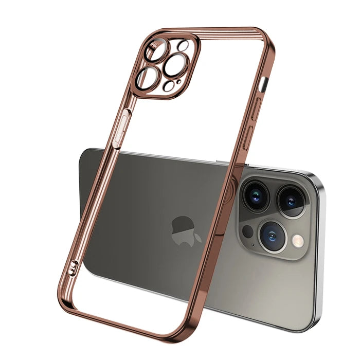 ALLY Fashion Series iPhone 13 Pro 6.1inç Kılıf Renkli Kenar Lazer Çerçeveli Silikon Kılıf-(5775) - Lacivert