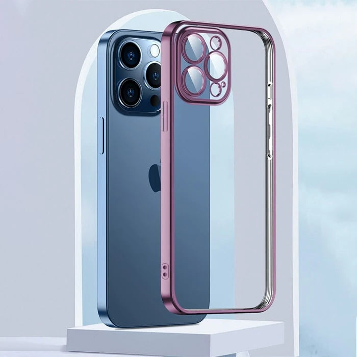 ALLY Fashion Series iPhone 13 Pro 6.1inç Kılıf Renkli Kenar Lazer Çerçeveli Silikon Kılıf-(5775) - Lacivert