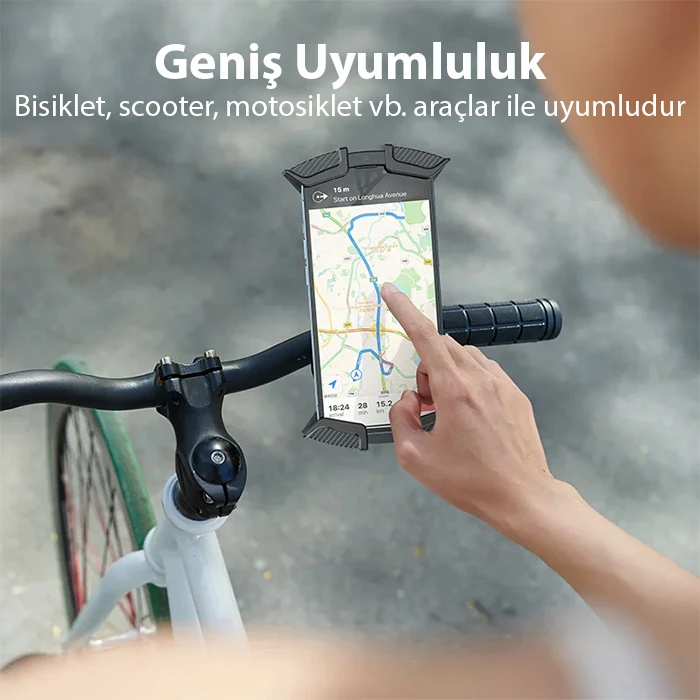 ALLY K20 Motor ve Bisiklet Gidonu İçin Telefon Tutucu-(5775) - Siyah