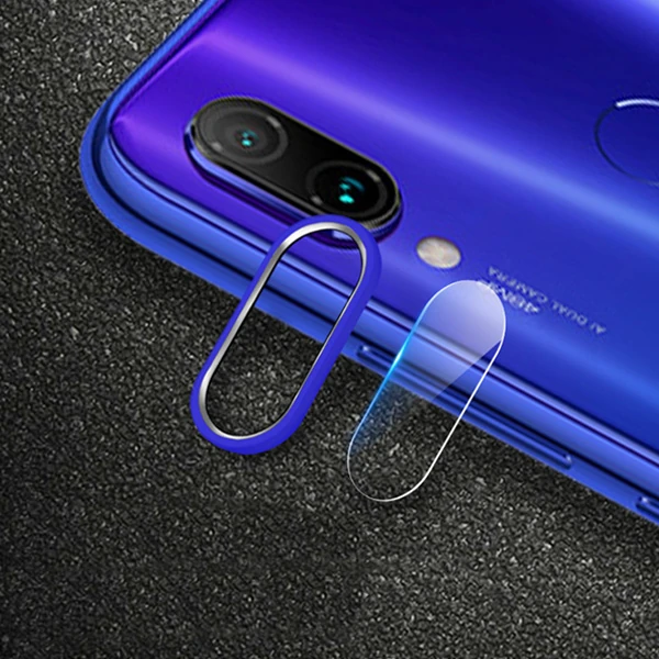 Xiaom Redmi Note 7 Kamera Koruma Metal Lens+ Kırılmaz Cam Set-(5775) - Siyah