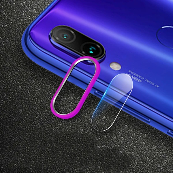 Xiaom Redmi Note 7 Kamera Koruma Metal Lens+ Kırılmaz Cam Set-(5775) - Siyah