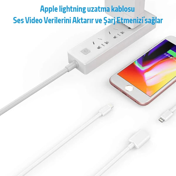 Ally Apple İPhone Lightning Uzatma Kablosu 1 Metre-(5775) - Siyah