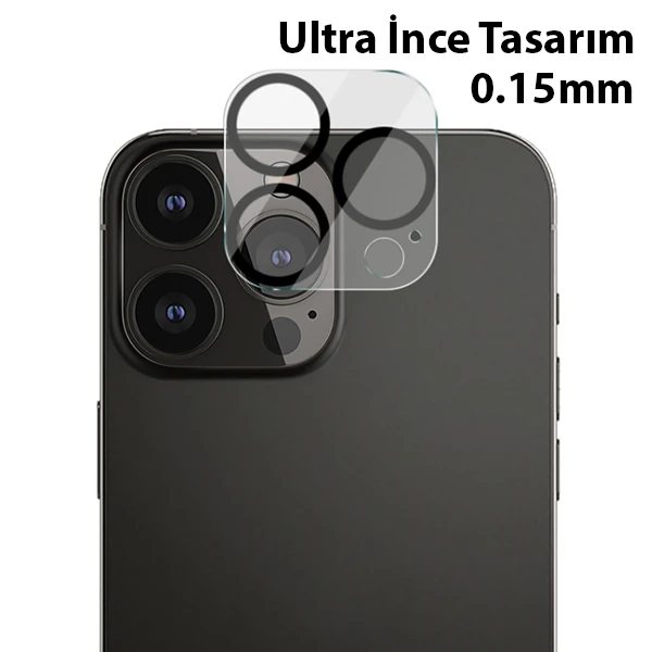 ALLY İPhone 13 Pro-13 Pro Max 3D Full Tempered Glass Cam Kamera Koruyucu-(5775) - Şeffaf 2