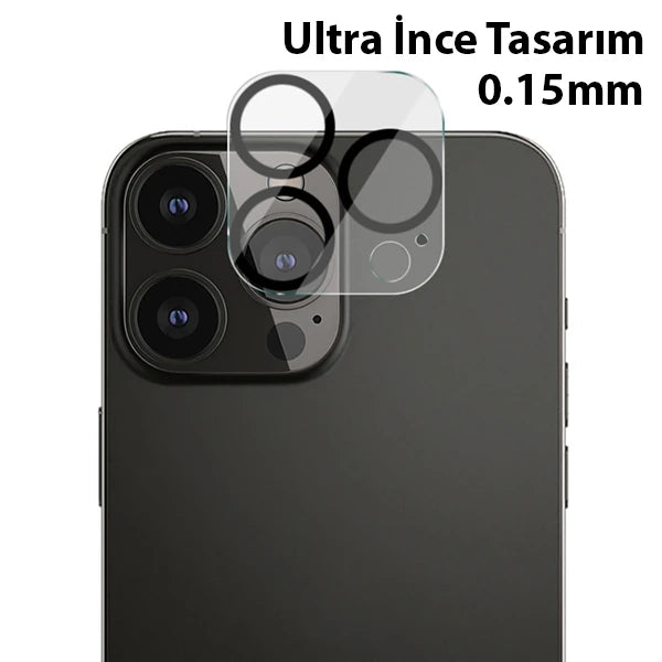 ALLY İPhone 13 Pro-13 Pro Max 3D Full Tempered Glass Cam Kamera Koruyucu-(5775) - Şeffaf 2